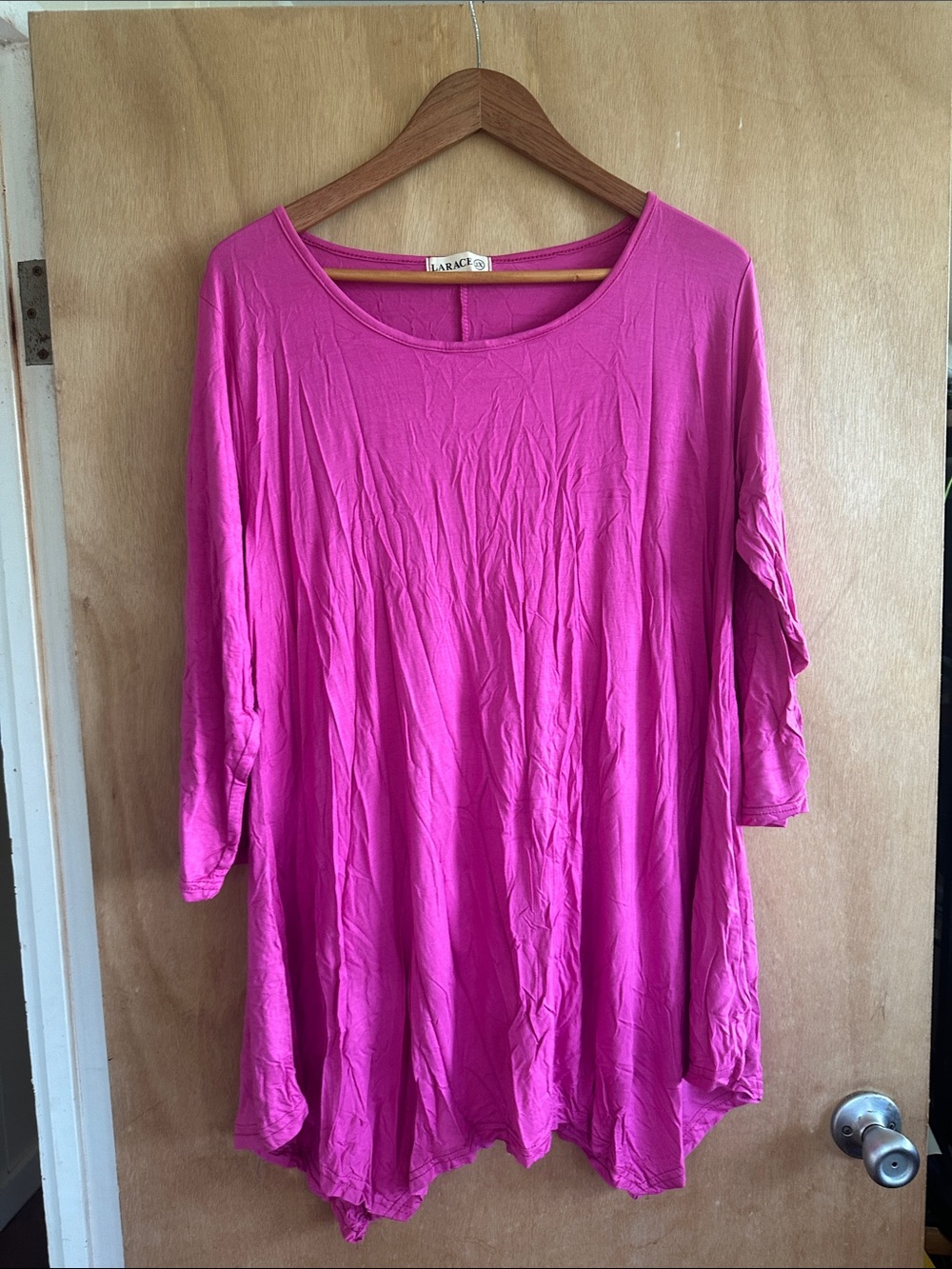 Relaxed Scoop-Neck Tunic in Bright Fuchsia by LARACE